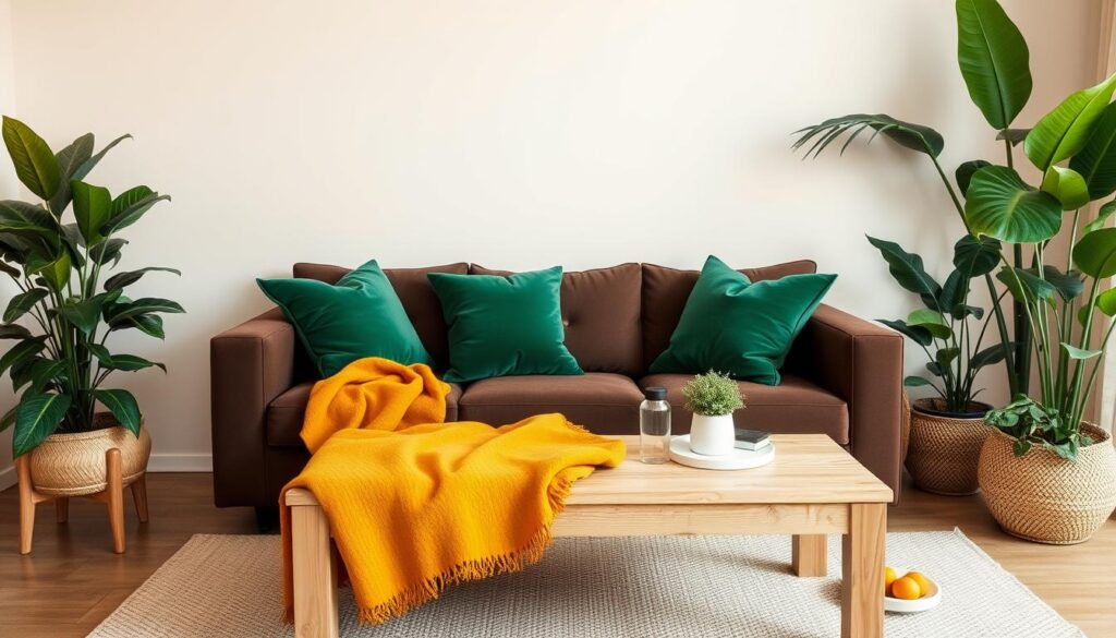 complementary colors for brown furniture