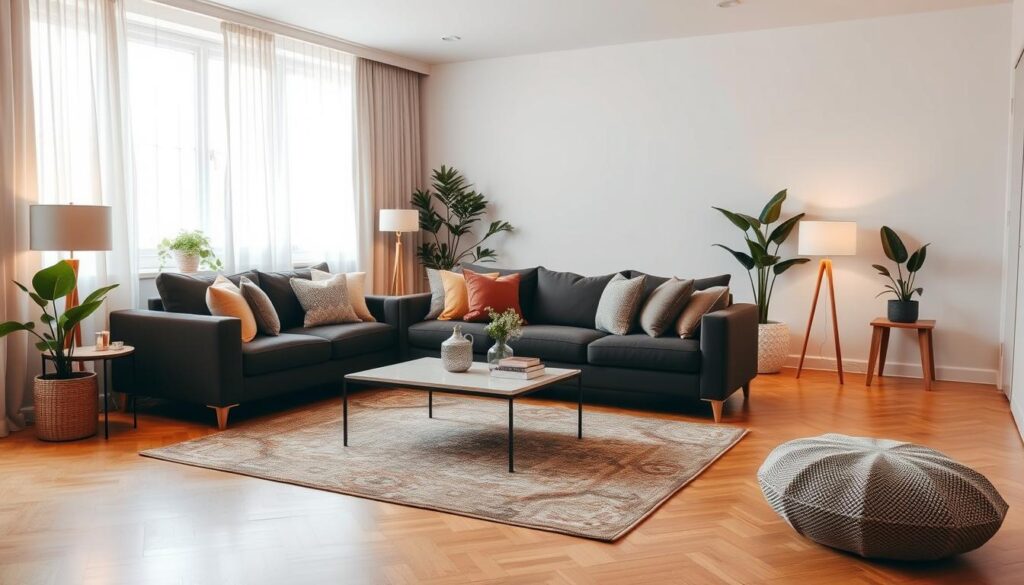 decorating with a dark brown couch