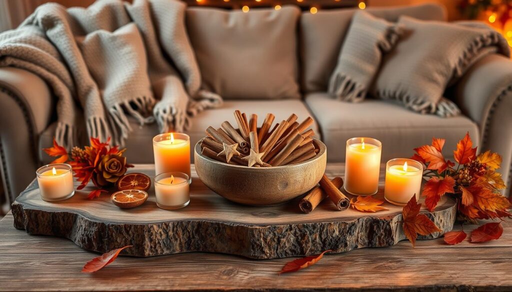 Cinnamon Stick Accents: Use cinnamon sticks in vases or tied around candles for