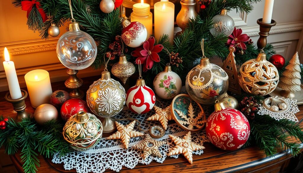 antique Xmas ornaments display ideas