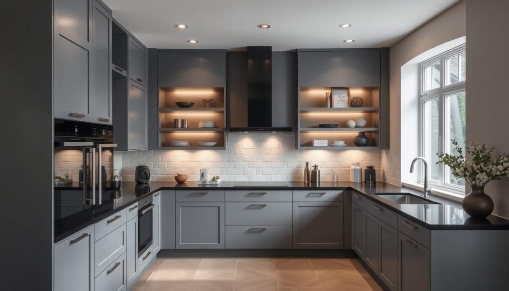 creative grey and black kitchen inspiration