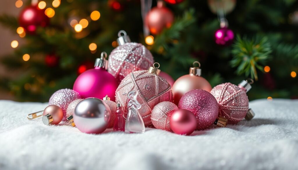 festive pink ornaments