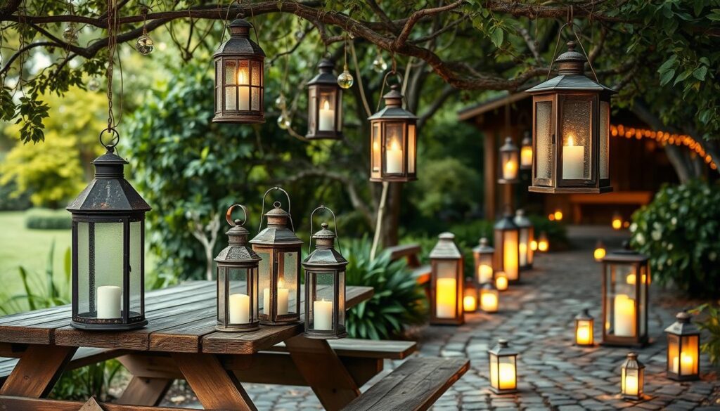 outdoor lighting materials for rustic lanterns